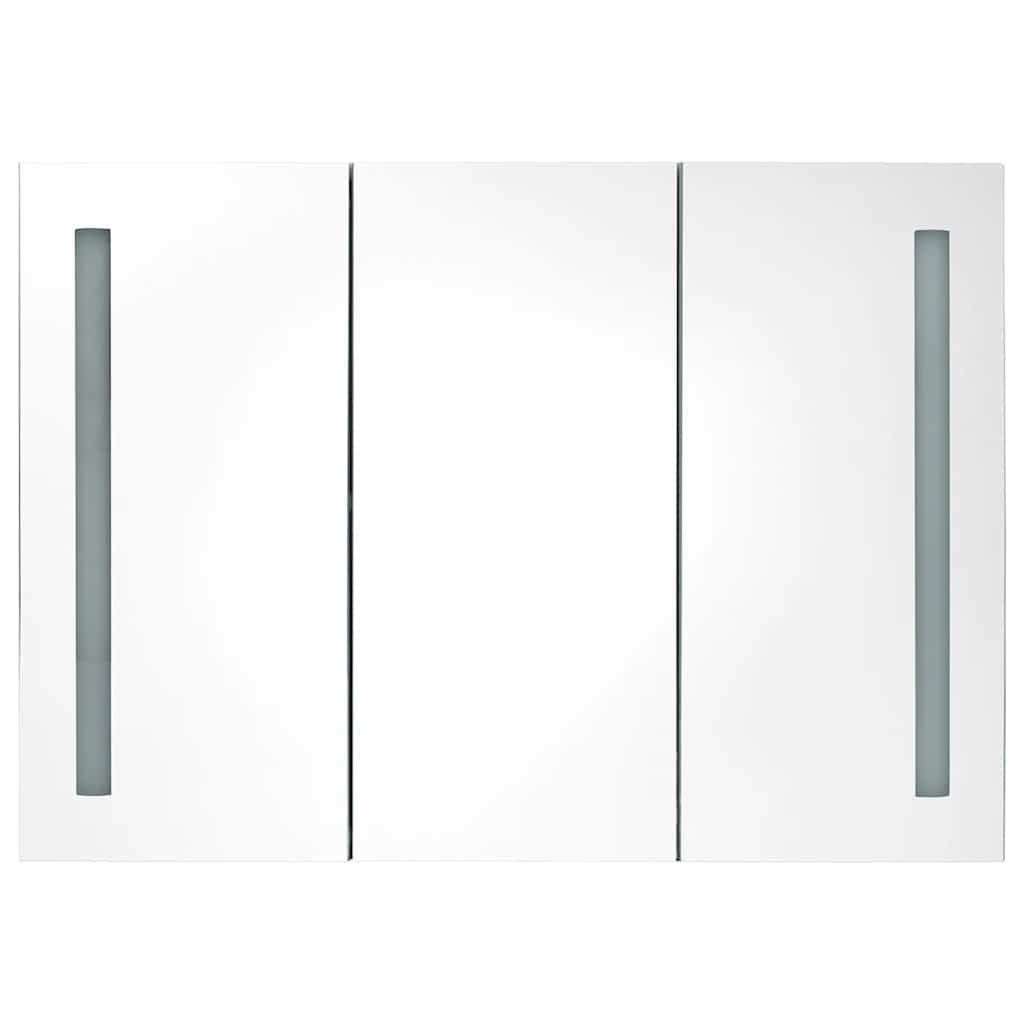 Badkamerkast met spiegel en LED 89x14x62 cm glanzend wit is nu te koop bij PeponiXL, paradijselijk wonen!