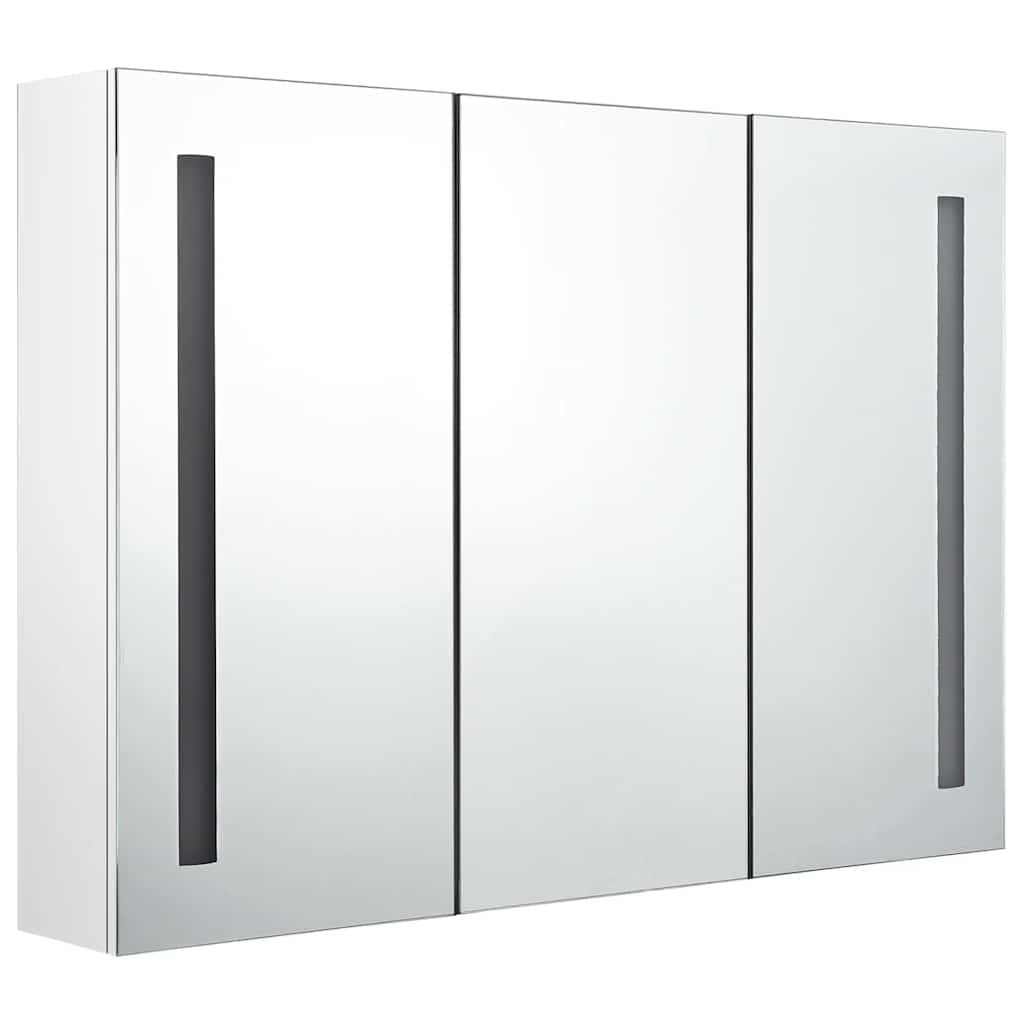 Badkamerkast met spiegel en LED 89x14x62 cm glanzend wit is nu te koop bij PeponiXL, paradijselijk wonen!