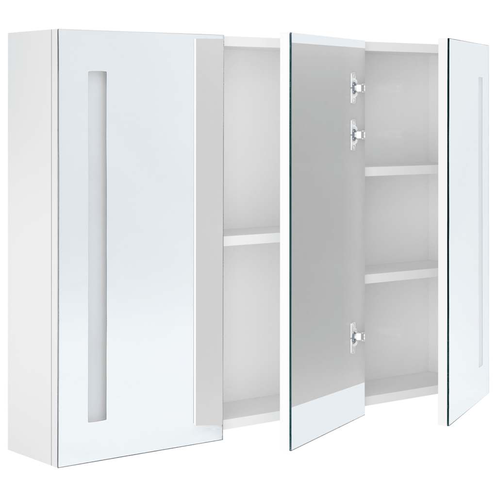 Badkamerkast met spiegel en LED 89x14x62 cm glanzend wit is nu te koop bij PeponiXL, paradijselijk wonen!