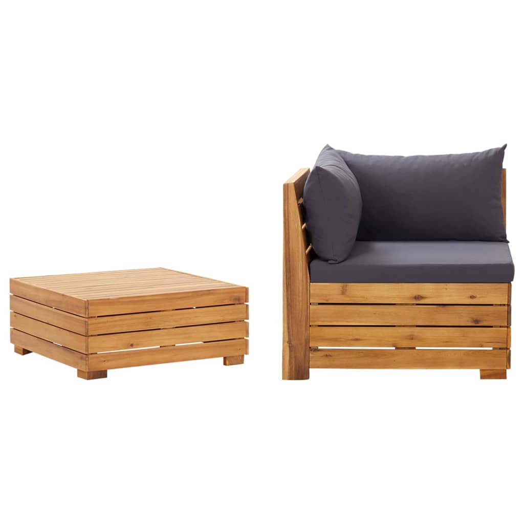 2-delige Loungeset met kussens massief acaciahout is nu te koop bij PeponiXL, paradijselijk wonen!