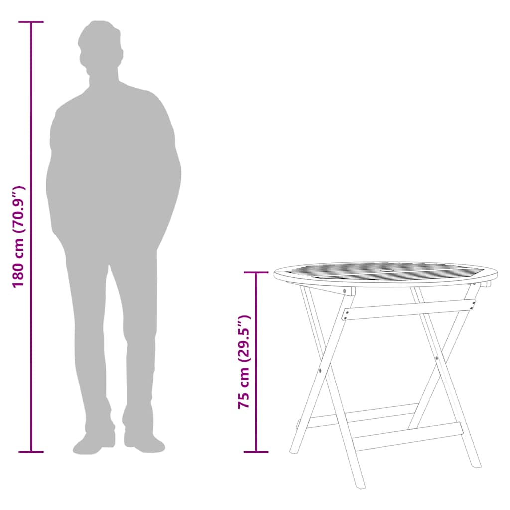 Tuintafel inklapbaar Ø90x75 cm massief eucalyptushout is nu te koop bij PeponiXL, paradijselijk wonen!