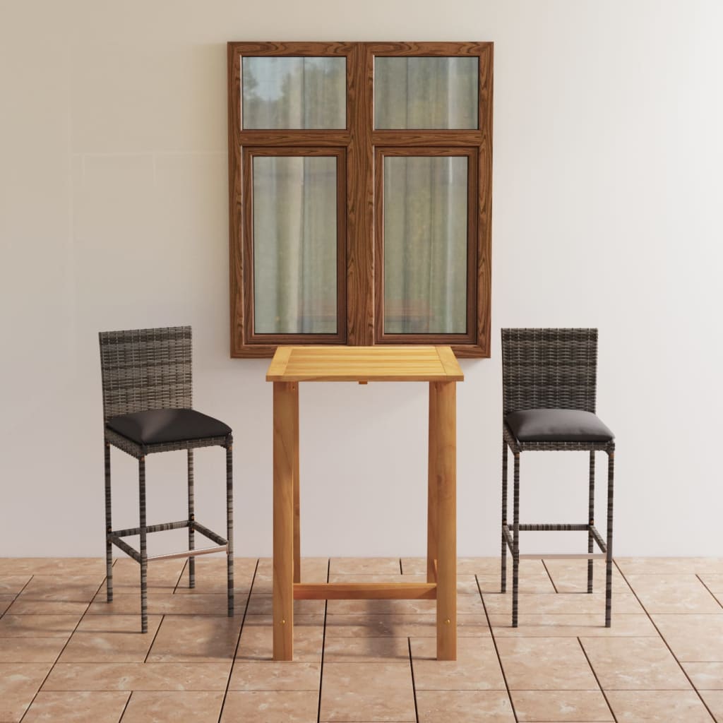 3-delige Tuinbarset met kussens grijs is nu te koop bij PeponiXL, paradijselijk wonen!
