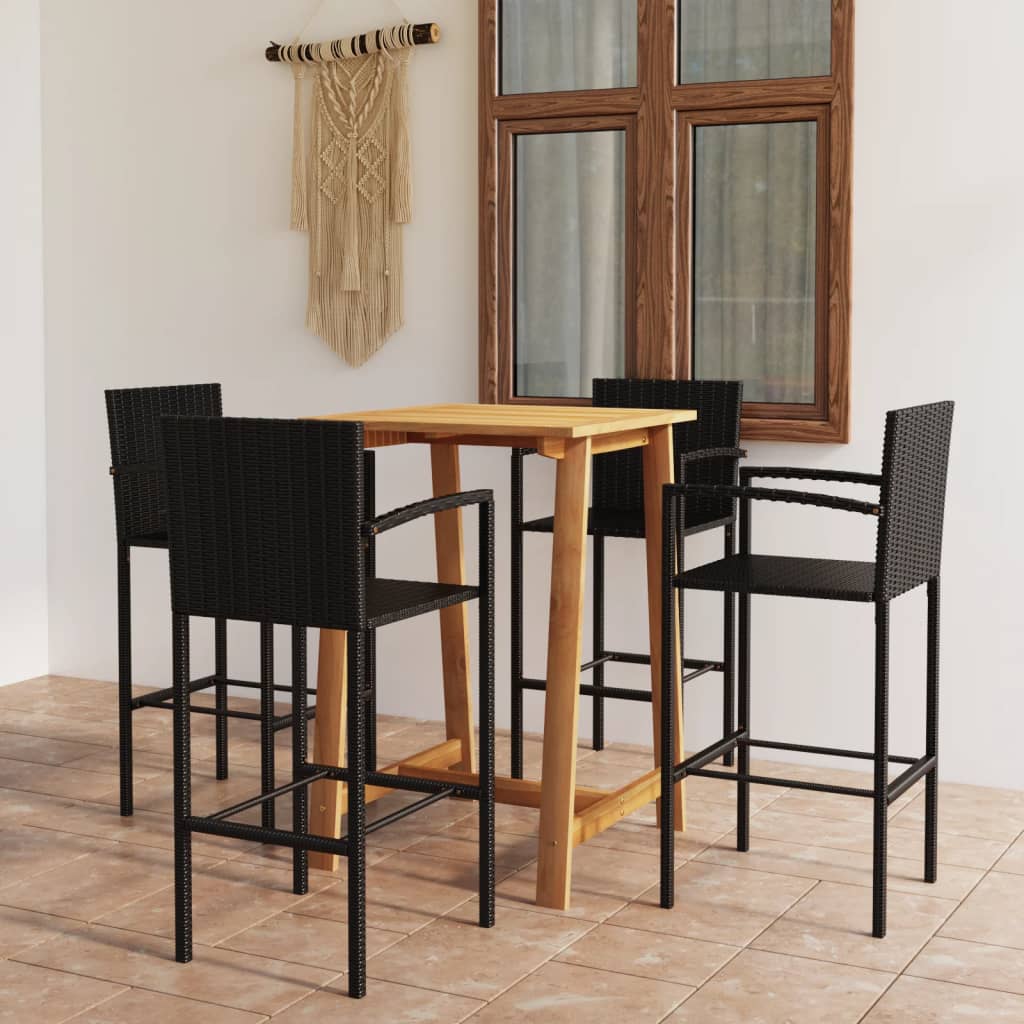 5-delige Tuinbarset zwart is nu te koop bij PeponiXL, paradijselijk wonen!