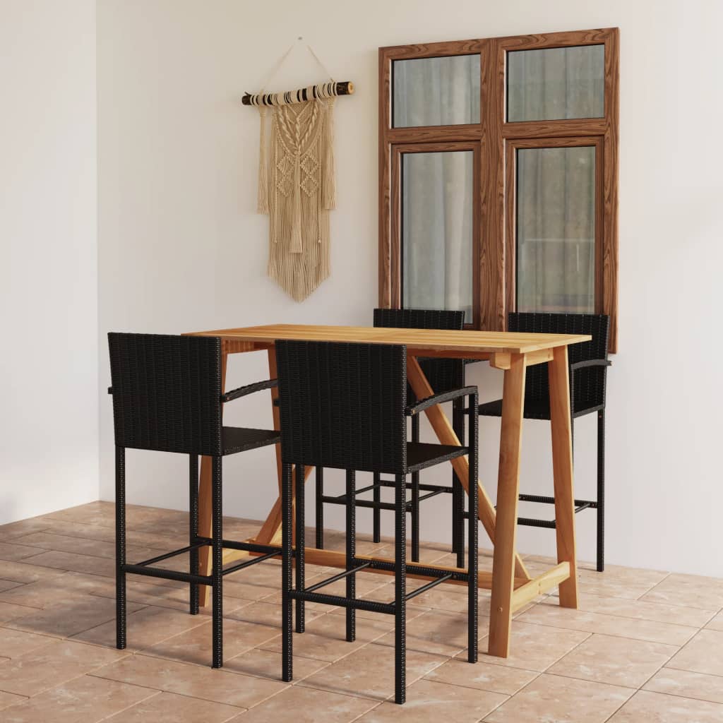 5-delige Tuinbarset zwart is nu te koop bij PeponiXL, paradijselijk wonen!
