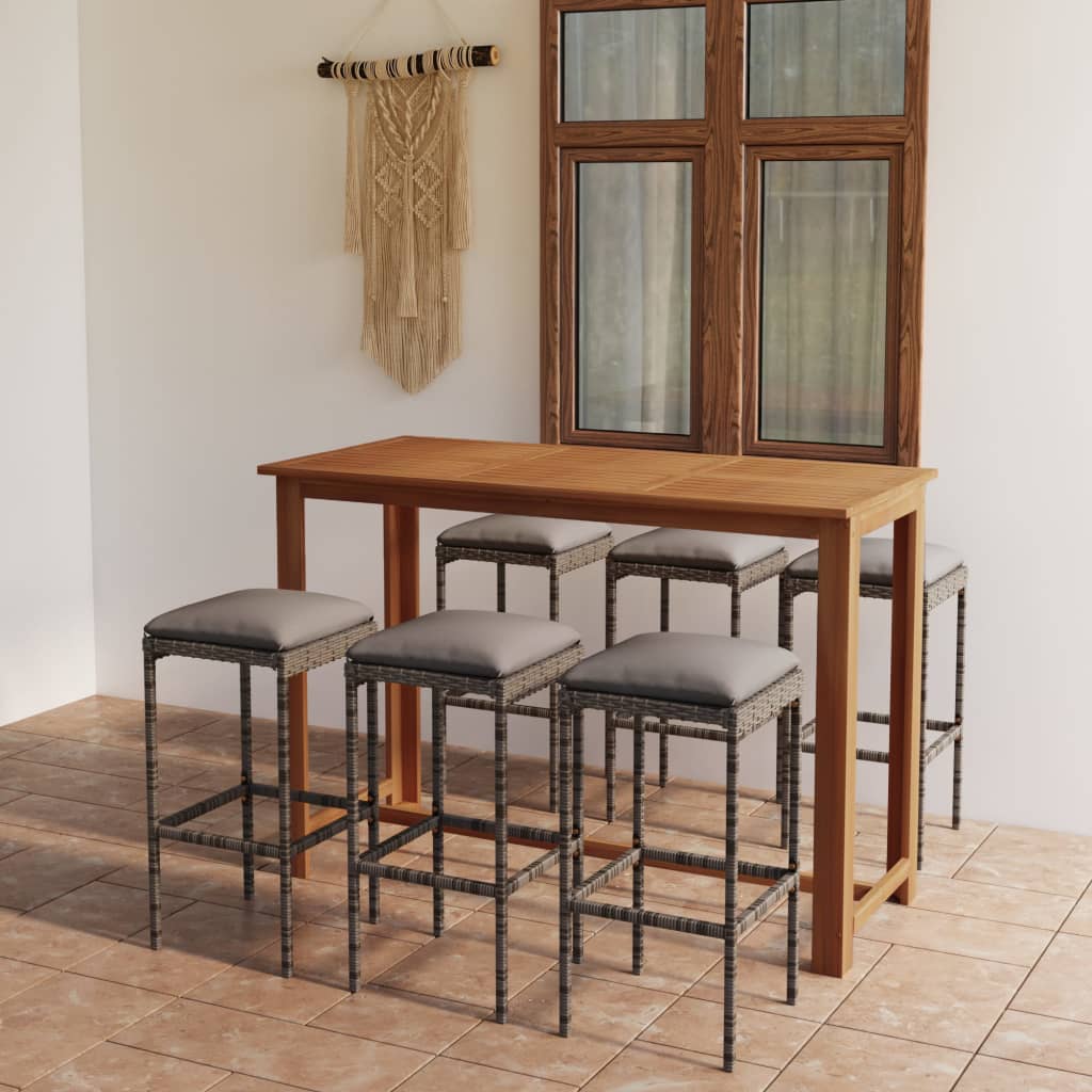 7-delige Tuinbarset met kussens grijs is nu te koop bij PeponiXL, paradijselijk wonen!