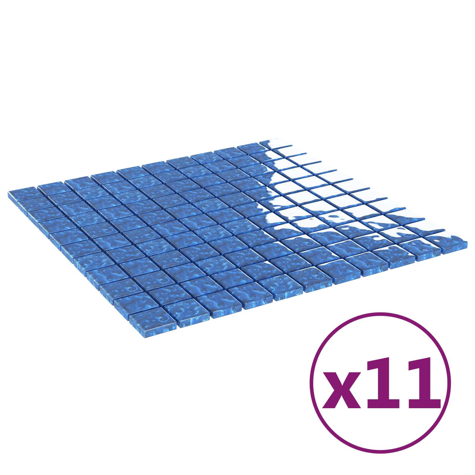 Mozaïek Tegel 11 pcs Blauw 50 x 50 cm Glas is nu te koop bij PeponiXL, paradijselijk wonen!
