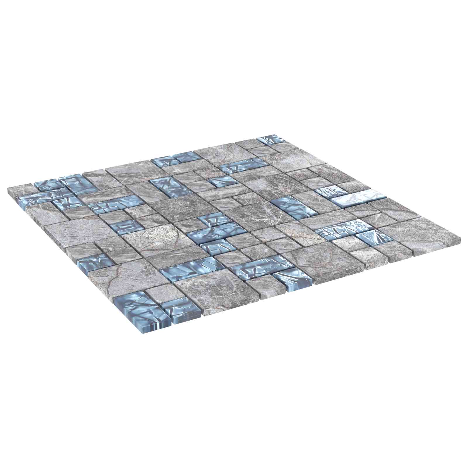 Mozaïek Tegel 11 pcs Grijs en Blauw 50 x 50 cm Glas is nu te koop bij PeponiXL, paradijselijk wonen!