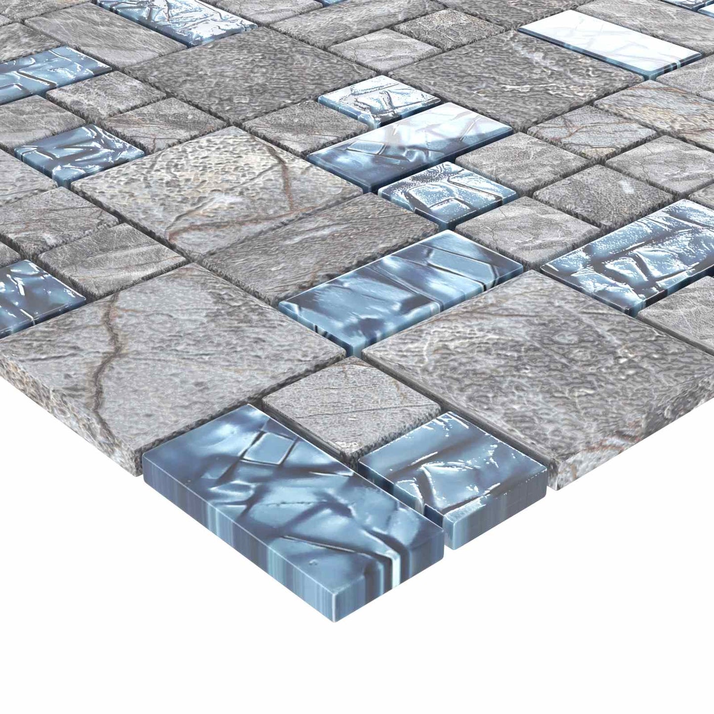 Mozaïek Tegel 22 pcs Grijs en Blauw 50 x 50 cm Glas is nu te koop bij PeponiXL, paradijselijk wonen!
