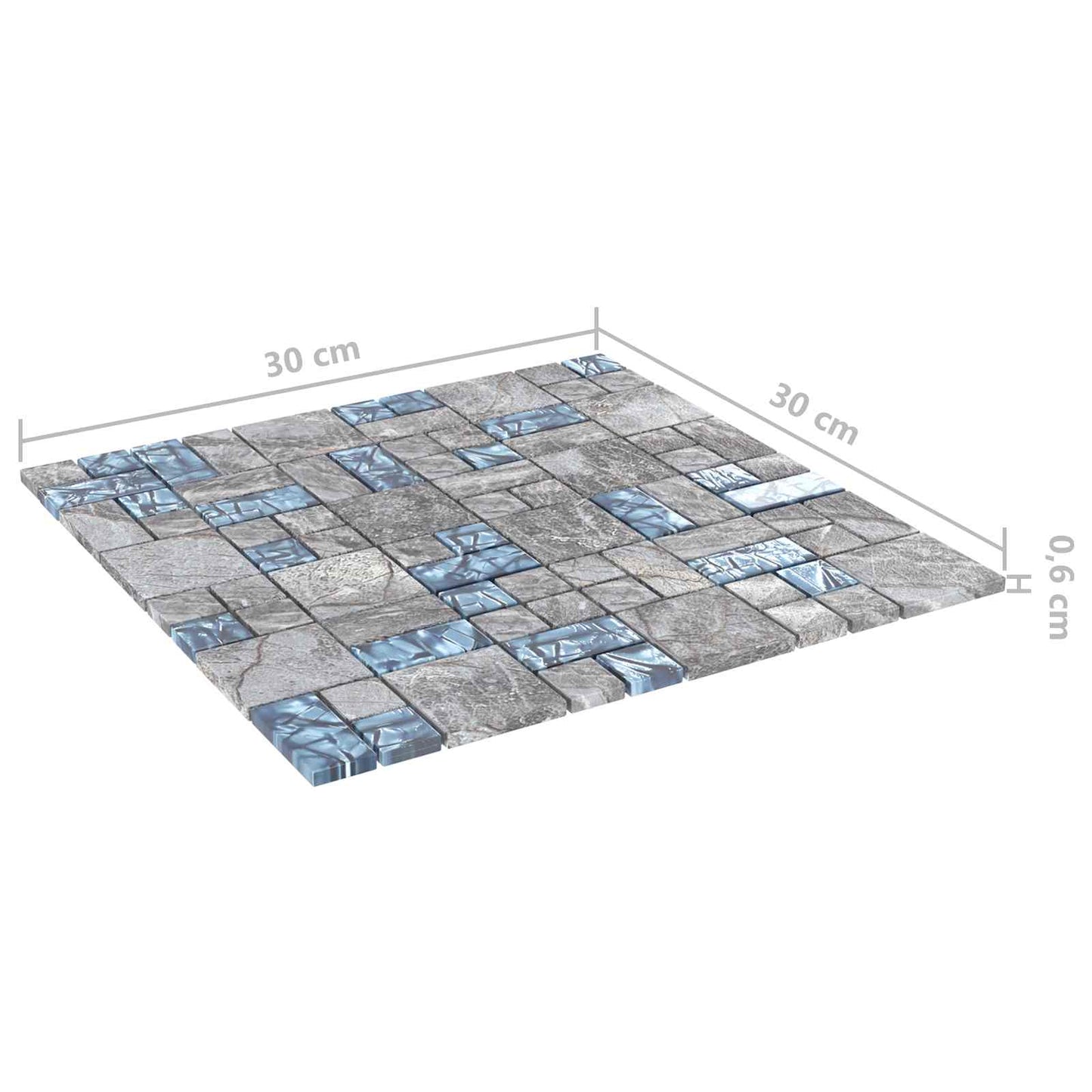 Mozaïek Tegel 22 pcs Grijs en Blauw 50 x 50 cm Glas is nu te koop bij PeponiXL, paradijselijk wonen!