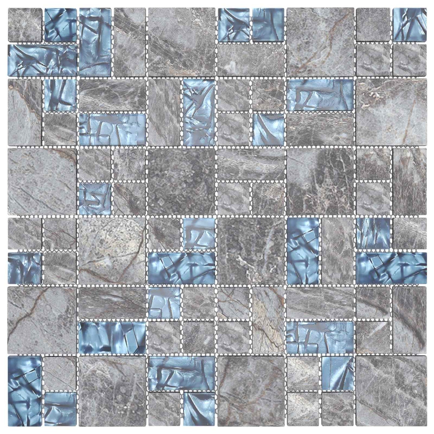 Mozaïek Tegel 22 pcs Grijs en Blauw 50 x 50 cm Glas is nu te koop bij PeponiXL, paradijselijk wonen!