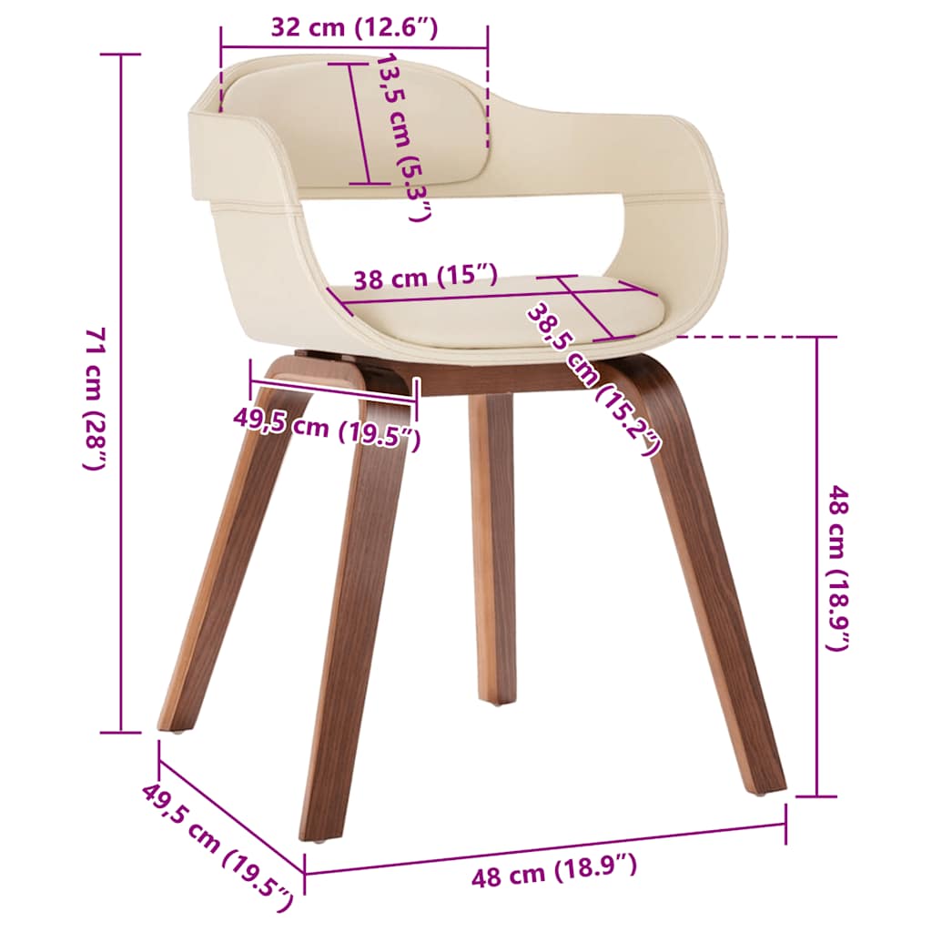 Eetkamerstoel gebogen hout en kunstleer wit is nu te koop bij PeponiXL, paradijselijk wonen!