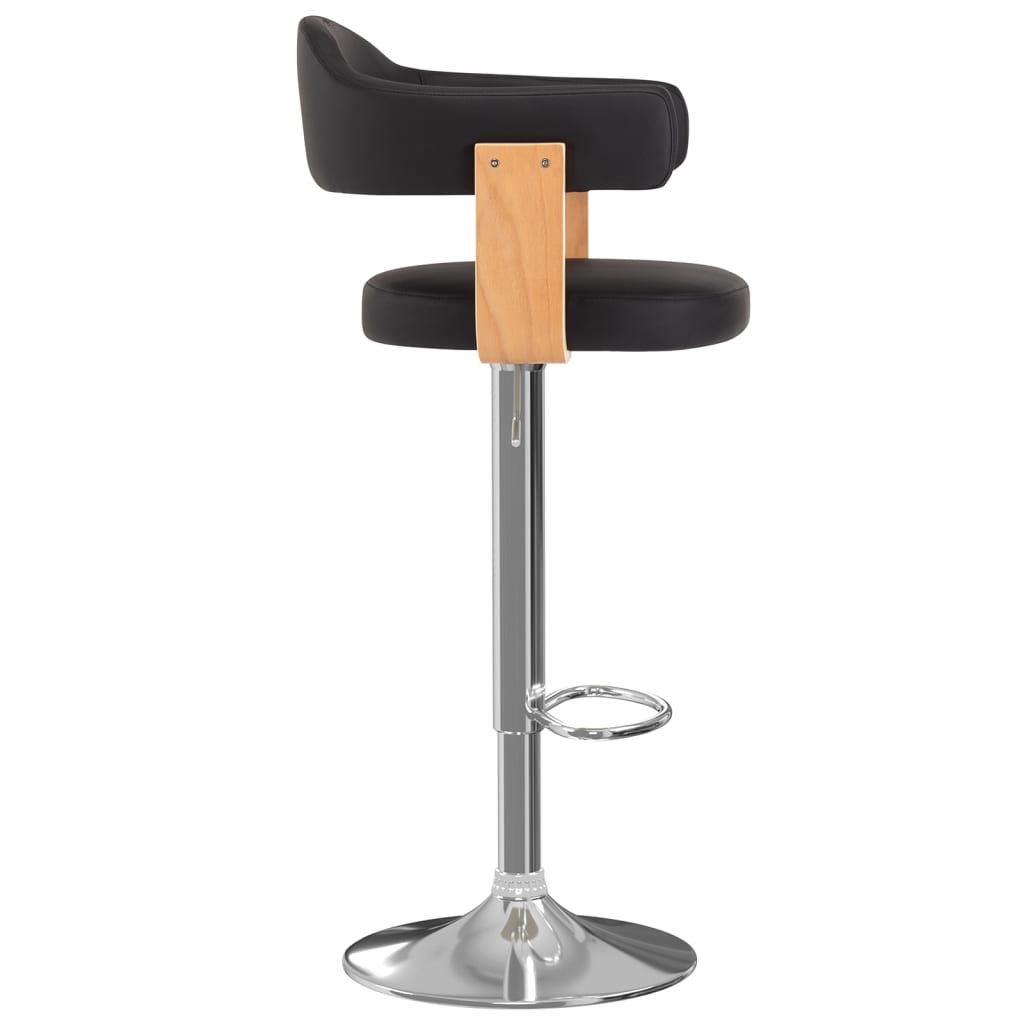 Barkrukken 2 st gebogen hout en kunstleer zwart is nu te koop bij PeponiXL, paradijselijk wonen!