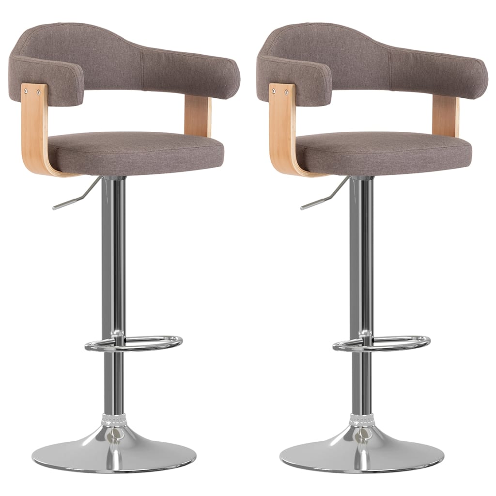 Barkrukken 2 st gebogen hout en stof taupe is nu te koop bij PeponiXL, paradijselijk wonen!