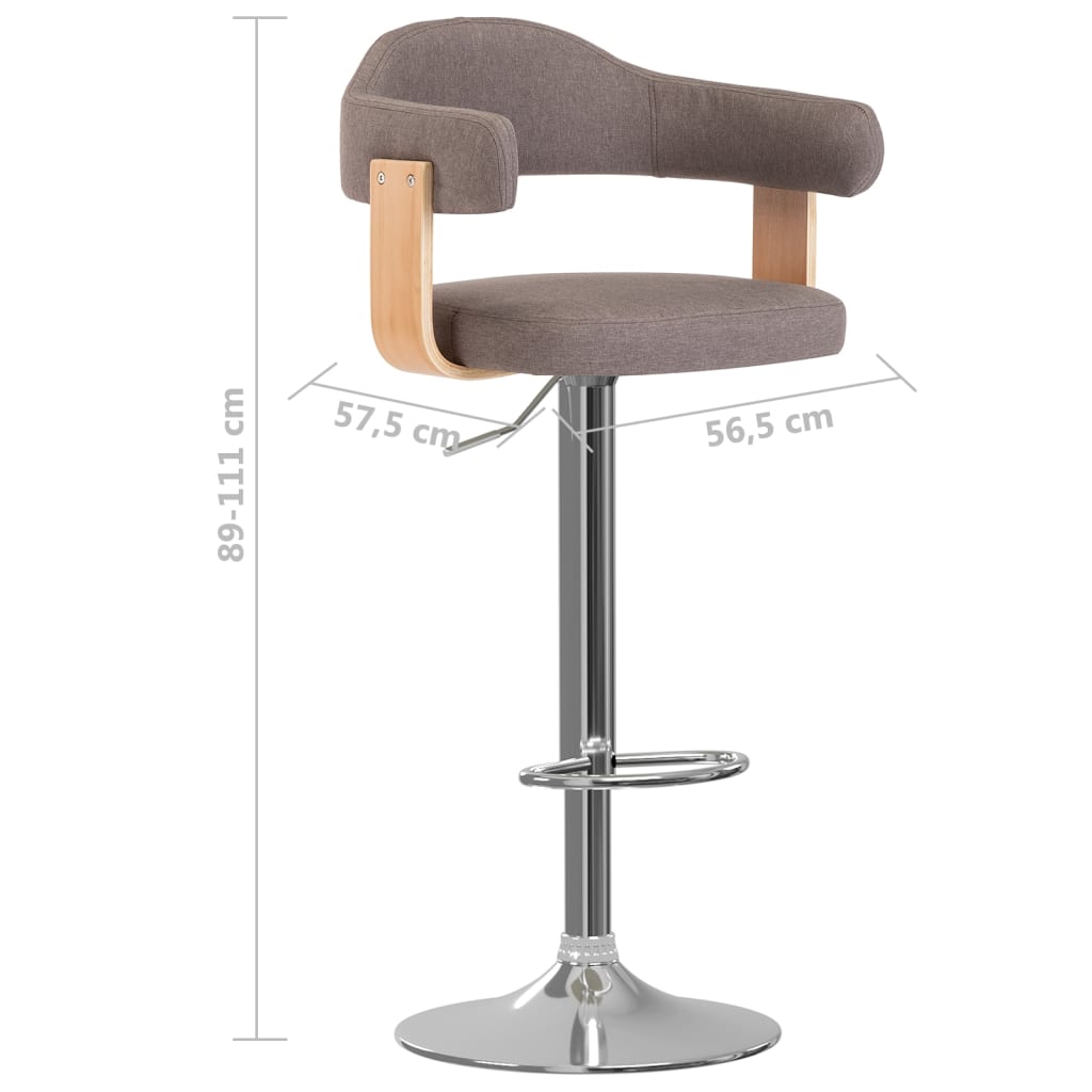 Barkrukken 2 st gebogen hout en stof taupe is nu te koop bij PeponiXL, paradijselijk wonen!