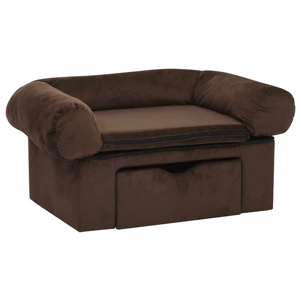 Hondenbank met lade 75x50x38 cm pluche bruin is nu te koop bij PeponiXL, paradijselijk wonen!