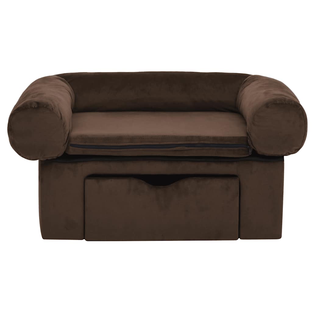 Hondenbank met lade 75x50x38 cm pluche bruin is nu te koop bij PeponiXL, paradijselijk wonen!
