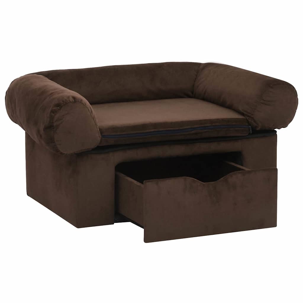 Hondenbank met lade 75x50x38 cm pluche bruin is nu te koop bij PeponiXL, paradijselijk wonen!