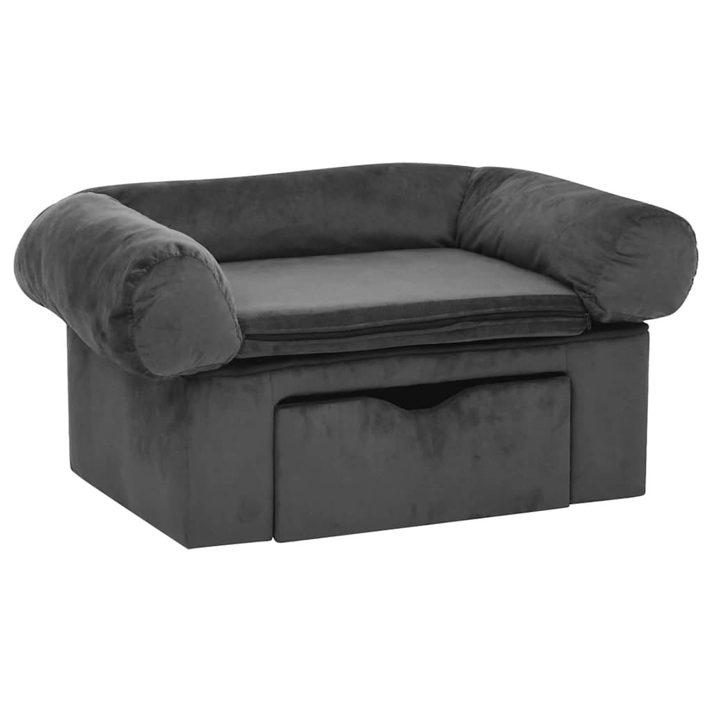 Hondenbank met lade 75x50x38 cm pluche donkergrijs is nu te koop bij PeponiXL, paradijselijk wonen!