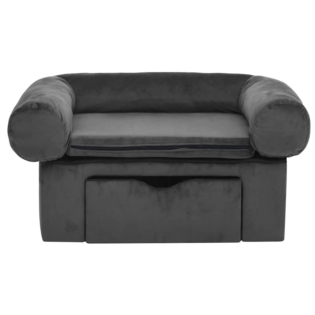 Hondenbank met lade 75x50x38 cm pluche donkergrijs is nu te koop bij PeponiXL, paradijselijk wonen!
