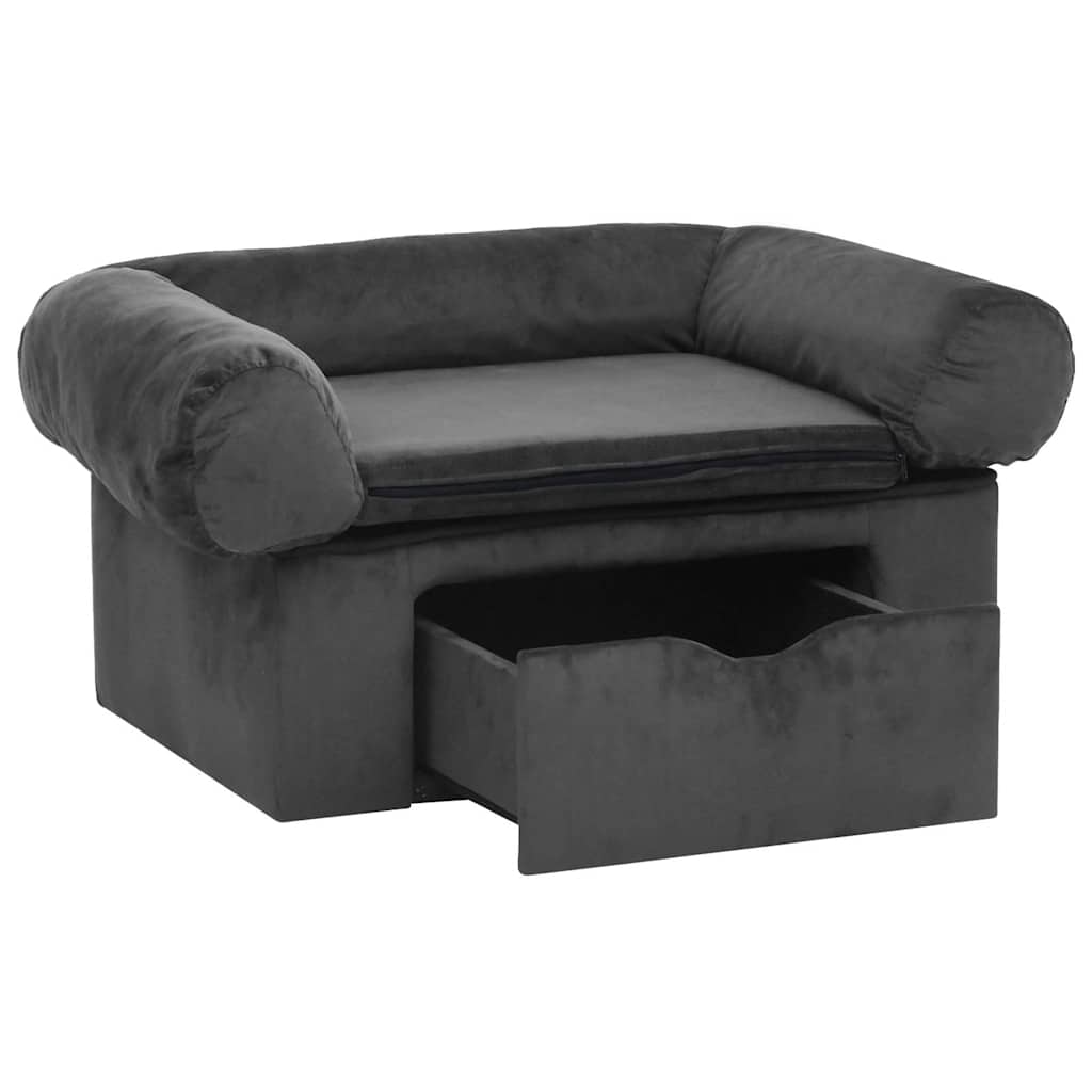 Hondenbank met lade 75x50x38 cm pluche donkergrijs is nu te koop bij PeponiXL, paradijselijk wonen!