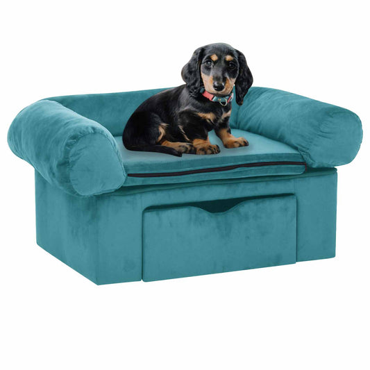 Hondenbank met opslag Turquoise 75 x 50 x 38cm Pluche is nu te koop bij PeponiXL, paradijselijk wonen!