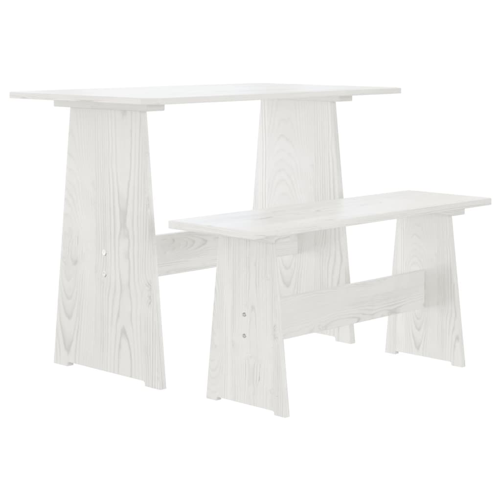 Eettafel met bankje REINE massief grenenhout wit is nu te koop bij PeponiXL, paradijselijk wonen!