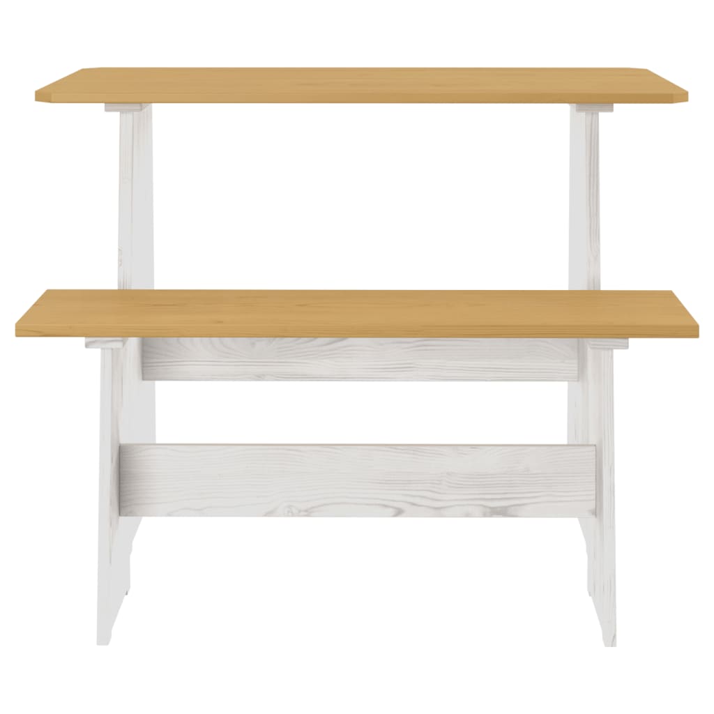 Eettafel met bankje REINE massief grenenhout honingbruin en wit is nu te koop bij PeponiXL, paradijselijk wonen!
