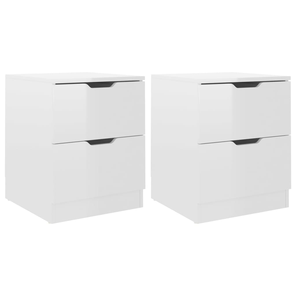 Nachtkastjes 2 st 40x40x50 cm bewerkt hout hoogglans wit is nu te koop bij PeponiXL, paradijselijk wonen!