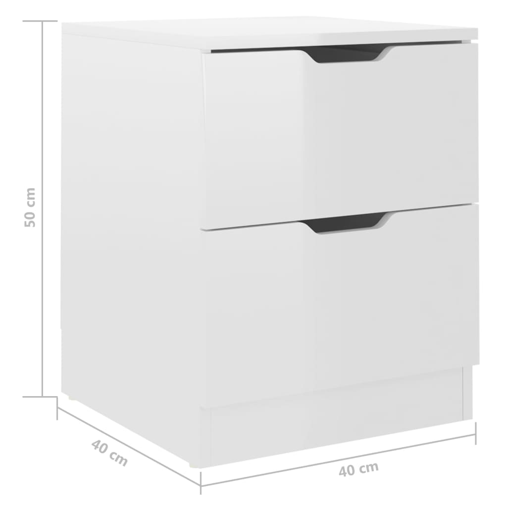 Nachtkastjes 2 st 40x40x50 cm bewerkt hout hoogglans wit is nu te koop bij PeponiXL, paradijselijk wonen!