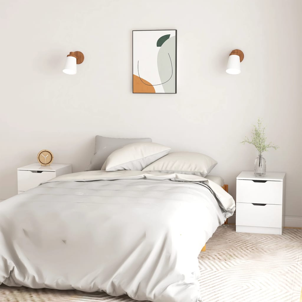 Nachtkastjes 2 st 40x40x50 cm bewerkt hout hoogglans wit is nu te koop bij PeponiXL, paradijselijk wonen!