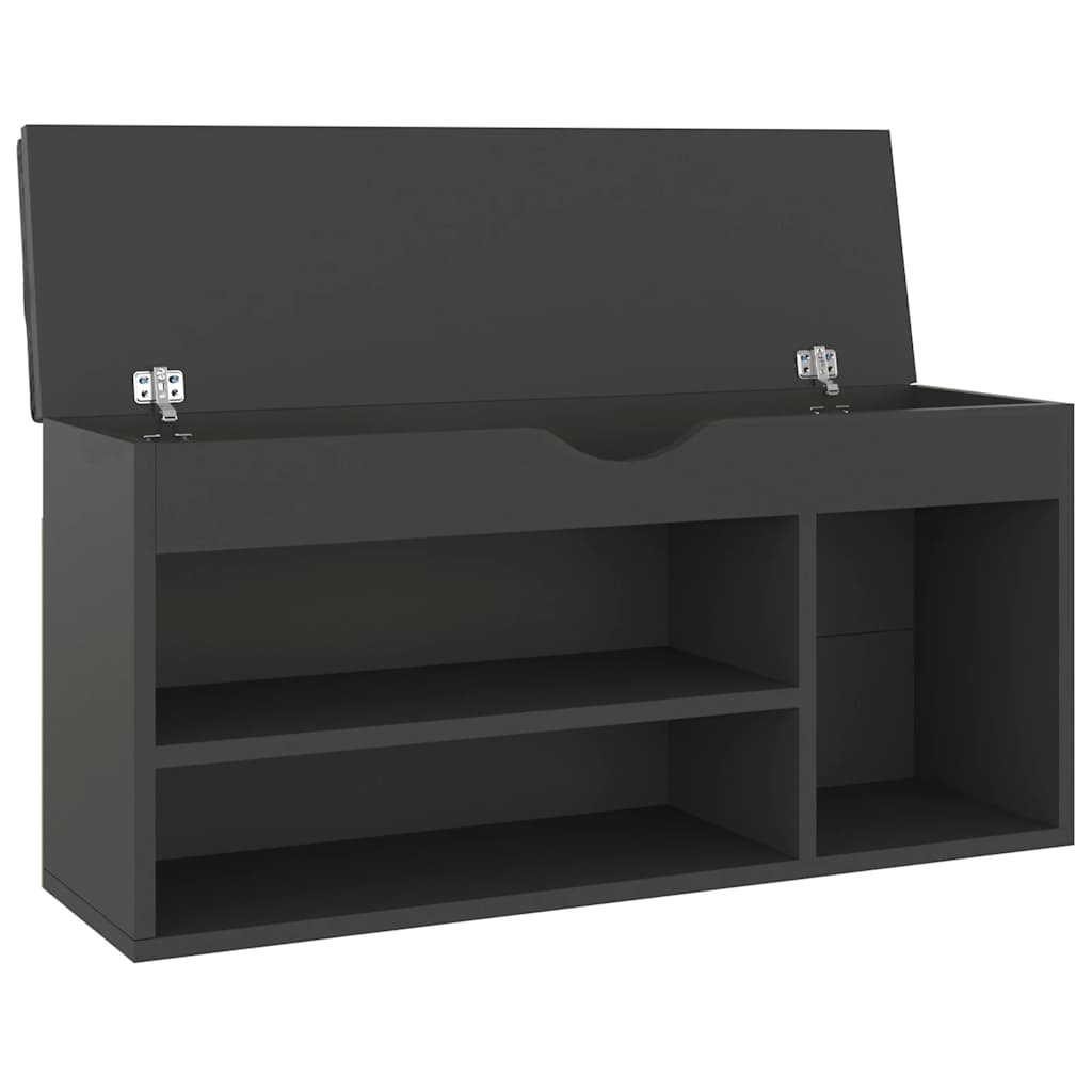 Schoenenbank met kussen 104x30x49 cm bewerkt hout grijs is nu te koop bij PeponiXL, paradijselijk wonen!