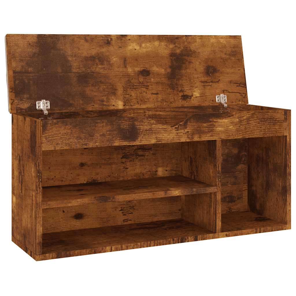 Schoenenbank met kussen 104x30x49 cm bewerkt hout gerookt eiken is nu te koop bij PeponiXL, paradijselijk wonen!