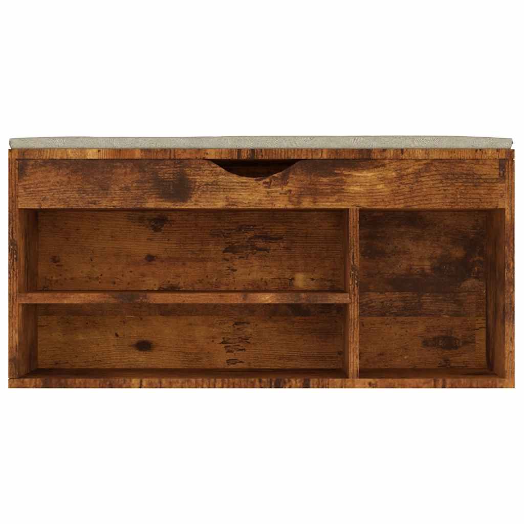 Schoenenbank met kussen 104x30x49 cm bewerkt hout gerookt eiken is nu te koop bij PeponiXL, paradijselijk wonen!