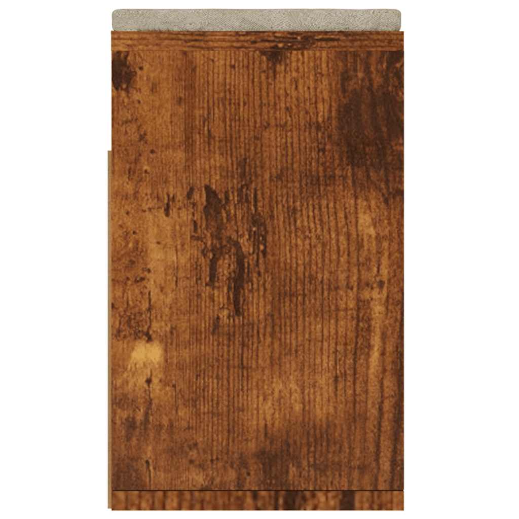 Schoenenbank met kussen 104x30x49 cm bewerkt hout gerookt eiken is nu te koop bij PeponiXL, paradijselijk wonen!