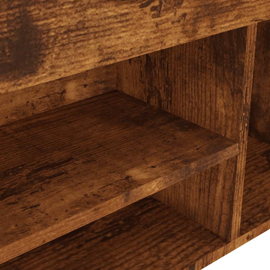 Schoenenbank met kussen 104x30x49 cm bewerkt hout gerookt eiken is nu te koop bij PeponiXL, paradijselijk wonen!