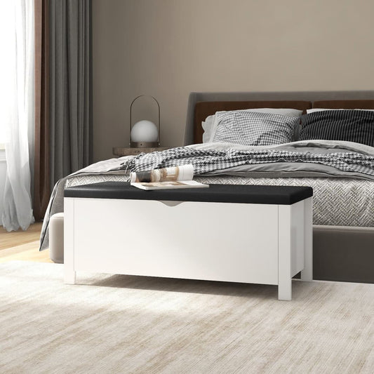 Opbergbox met kussen 105x40x45 cm bewerkt hout wit is nu te koop bij PeponiXL, paradijselijk wonen!