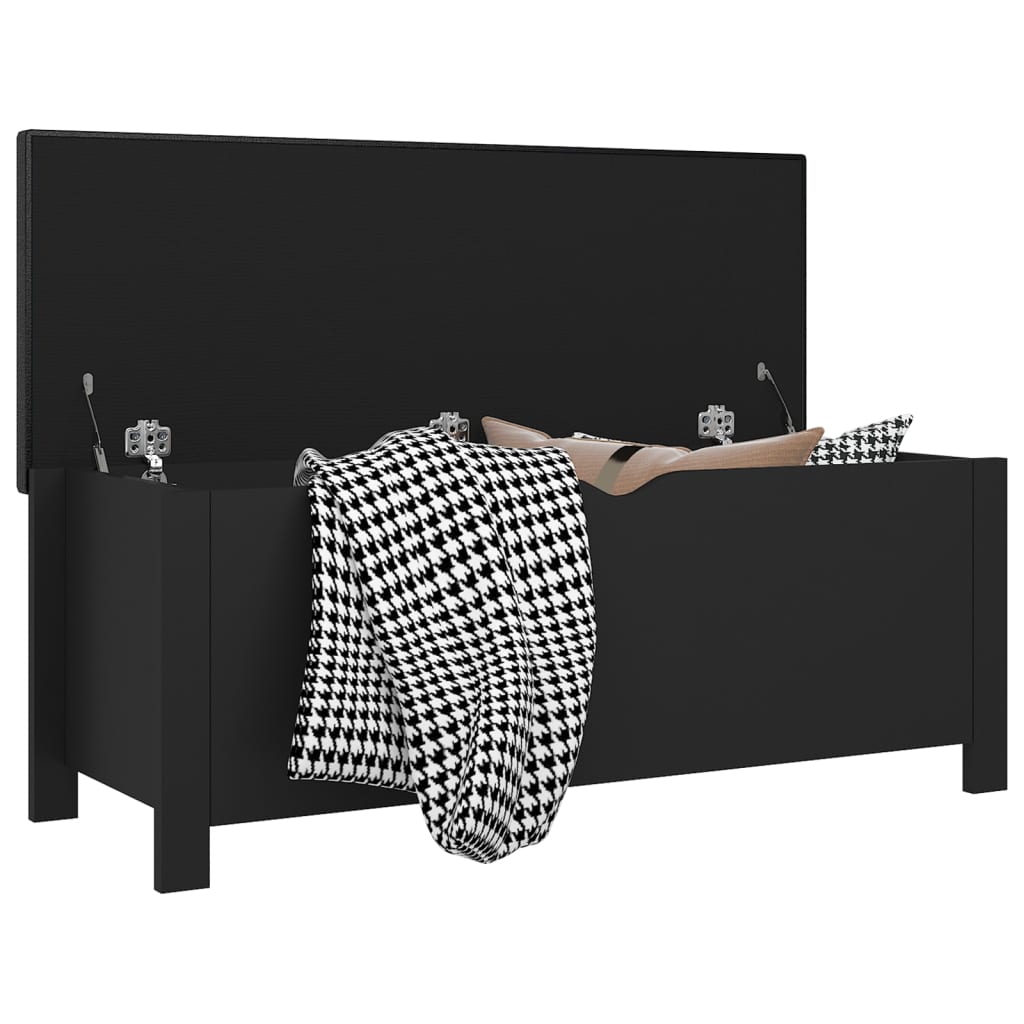 Opbergbox met kussen 105x40x45 cm bewerkt hout zwart