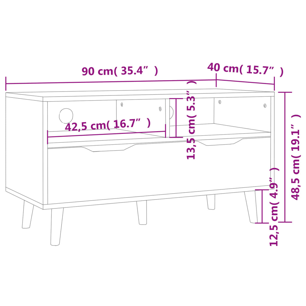 Tv-meubel 90x40x48,5 cm bewerkt hout sonoma eikenkleurig is nu te koop bij PeponiXL, paradijselijk wonen!