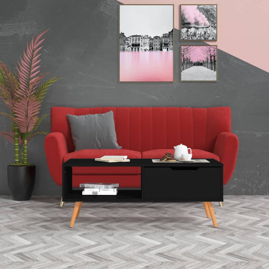 Salontafel 100x49,5x43 cm bewerkt hout zwart is nu te koop bij PeponiXL, paradijselijk wonen!
