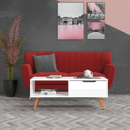Salontafel 100x49,5x43 cm bewerkt hout hoogglans wit is nu te koop bij PeponiXL, paradijselijk wonen!