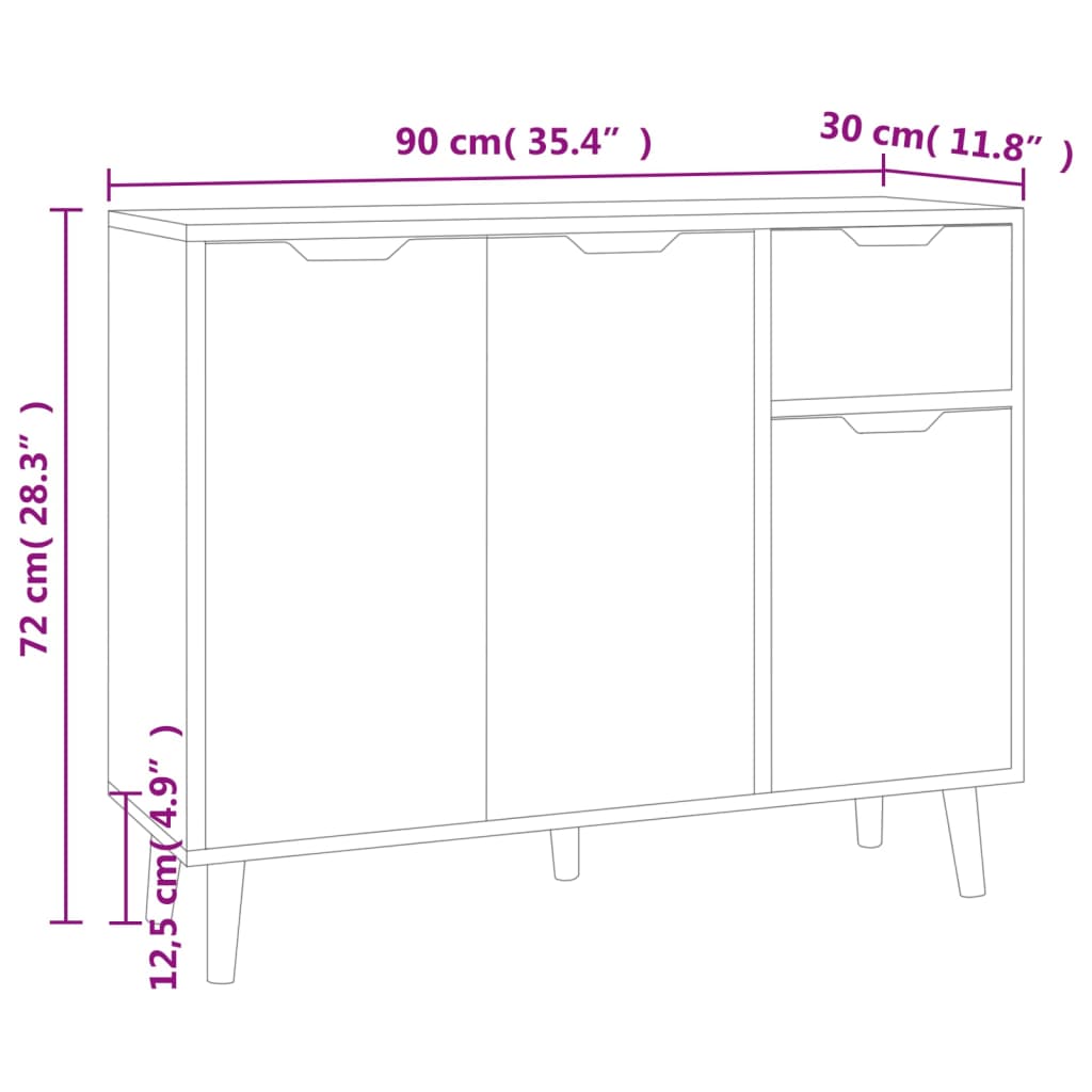 Dressoir 90x30x72 bewerkt hout zwart is nu te koop bij PeponiXL, paradijselijk wonen!