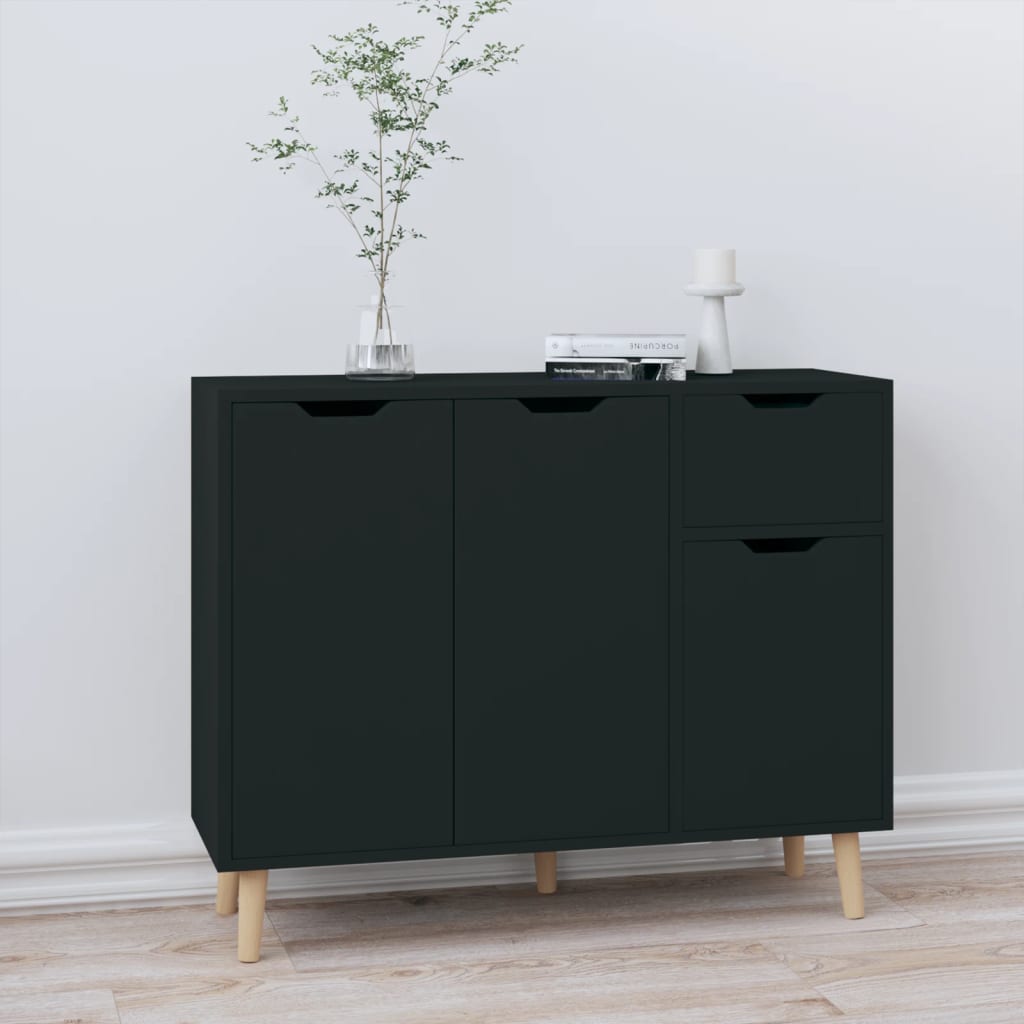 Dressoir 90x30x72 bewerkt hout zwart is nu te koop bij PeponiXL, paradijselijk wonen!