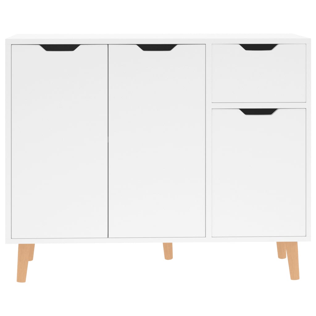 Dressoir 90x30x72 cm bewerkt hout hoogglans wit