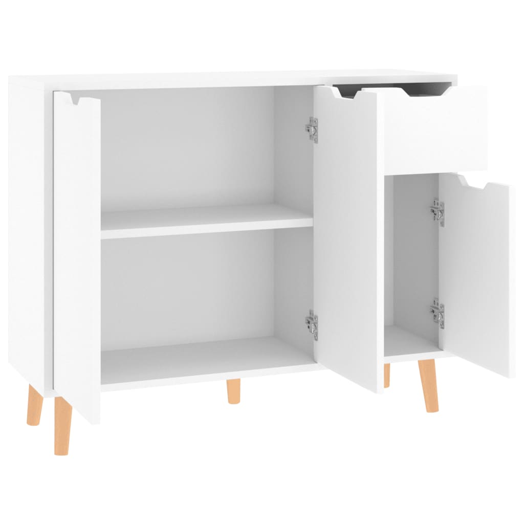 Dressoir 90x30x72 cm bewerkt hout hoogglans wit