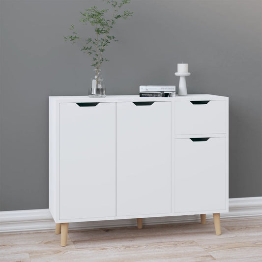 Dressoir 90x30x72 cm bewerkt hout hoogglans wit is nu te koop bij PeponiXL, paradijselijk wonen!