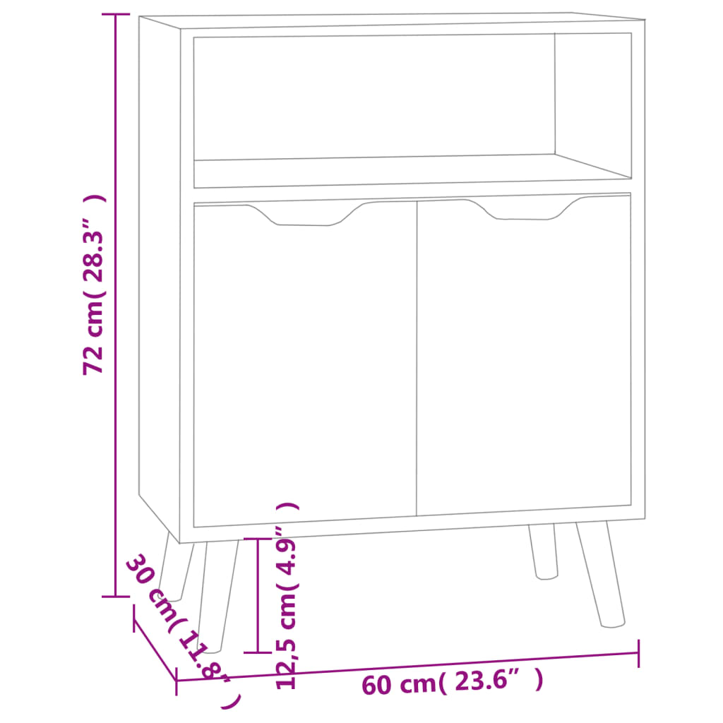 Dressoir 60x30x72 cm bewerkt hout hoogglans wit
