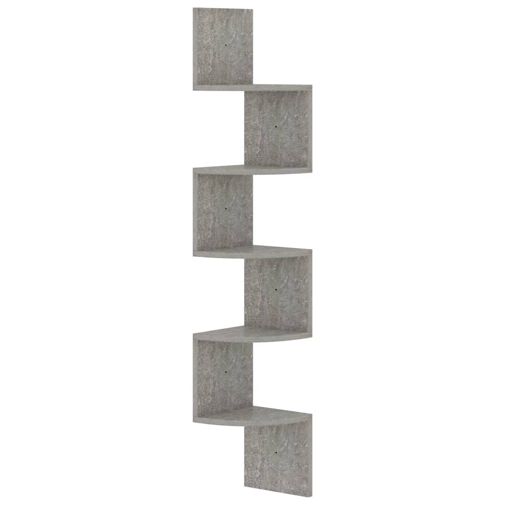 Hoekwandschap 19x19x123 cm bewerkt hout betongrijs