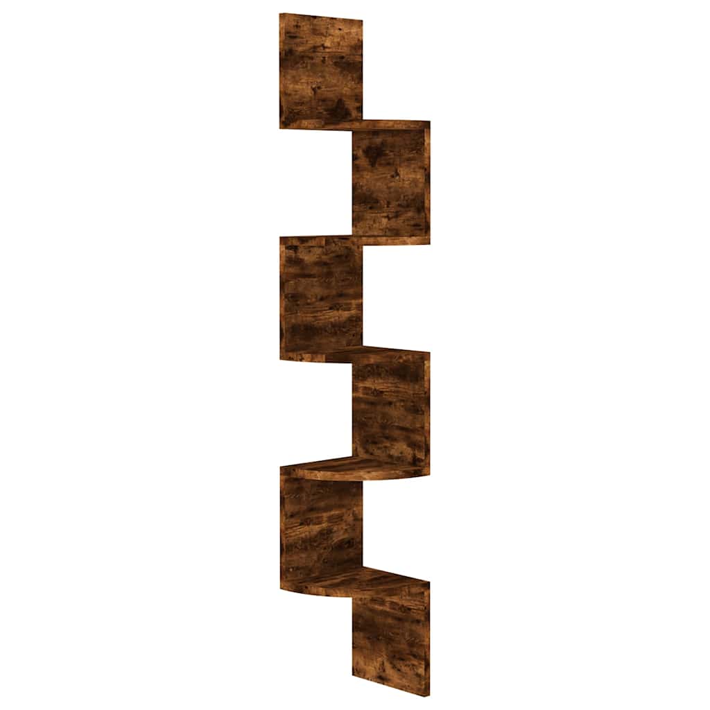 Hoekwandschap 19x19x123 cm bewerkt hout gerookt eikenkleurig is nu te koop bij PeponiXL, paradijselijk wonen!