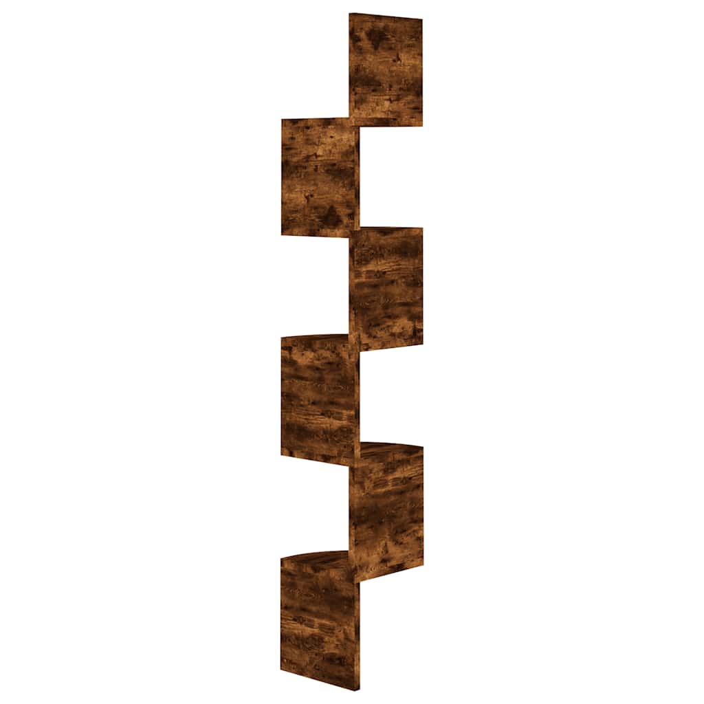 Hoekwandschap 19x19x123 cm bewerkt hout gerookt eikenkleurig is nu te koop bij PeponiXL, paradijselijk wonen!