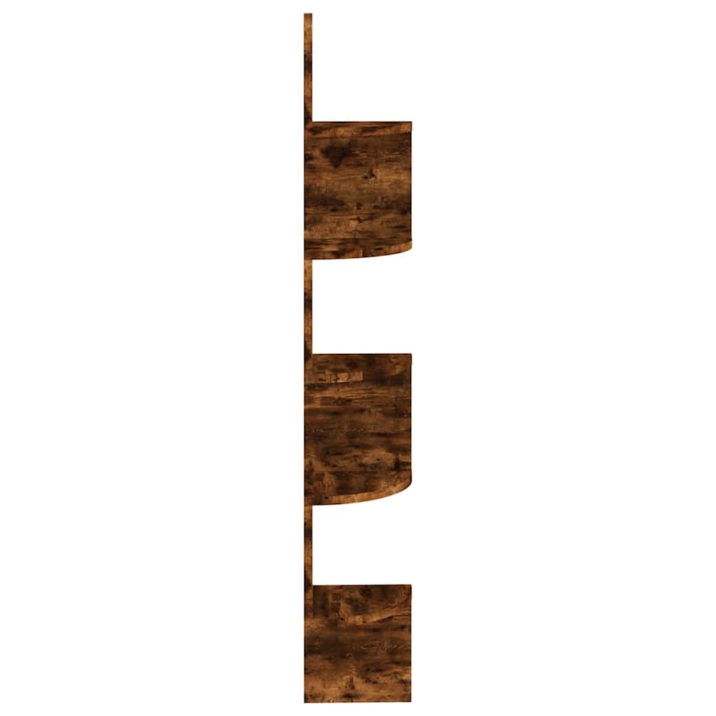 Hoekwandschap 19x19x123 cm bewerkt hout gerookt eikenkleurig is nu te koop bij PeponiXL, paradijselijk wonen!